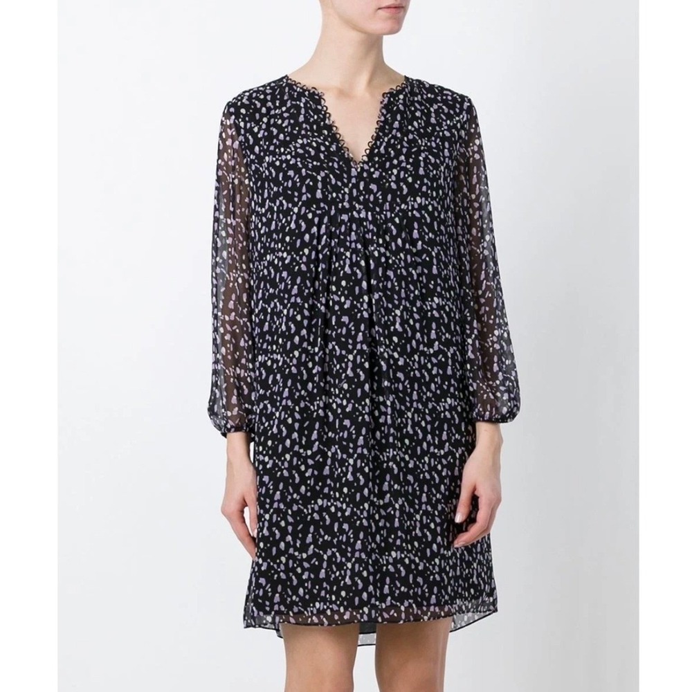 Diane Von Furstenburg black Aria chiffon silk dress women's 0